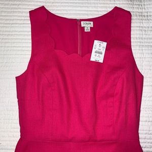 NWT J Crew Scalloped Basketweave Square-Neck Dress